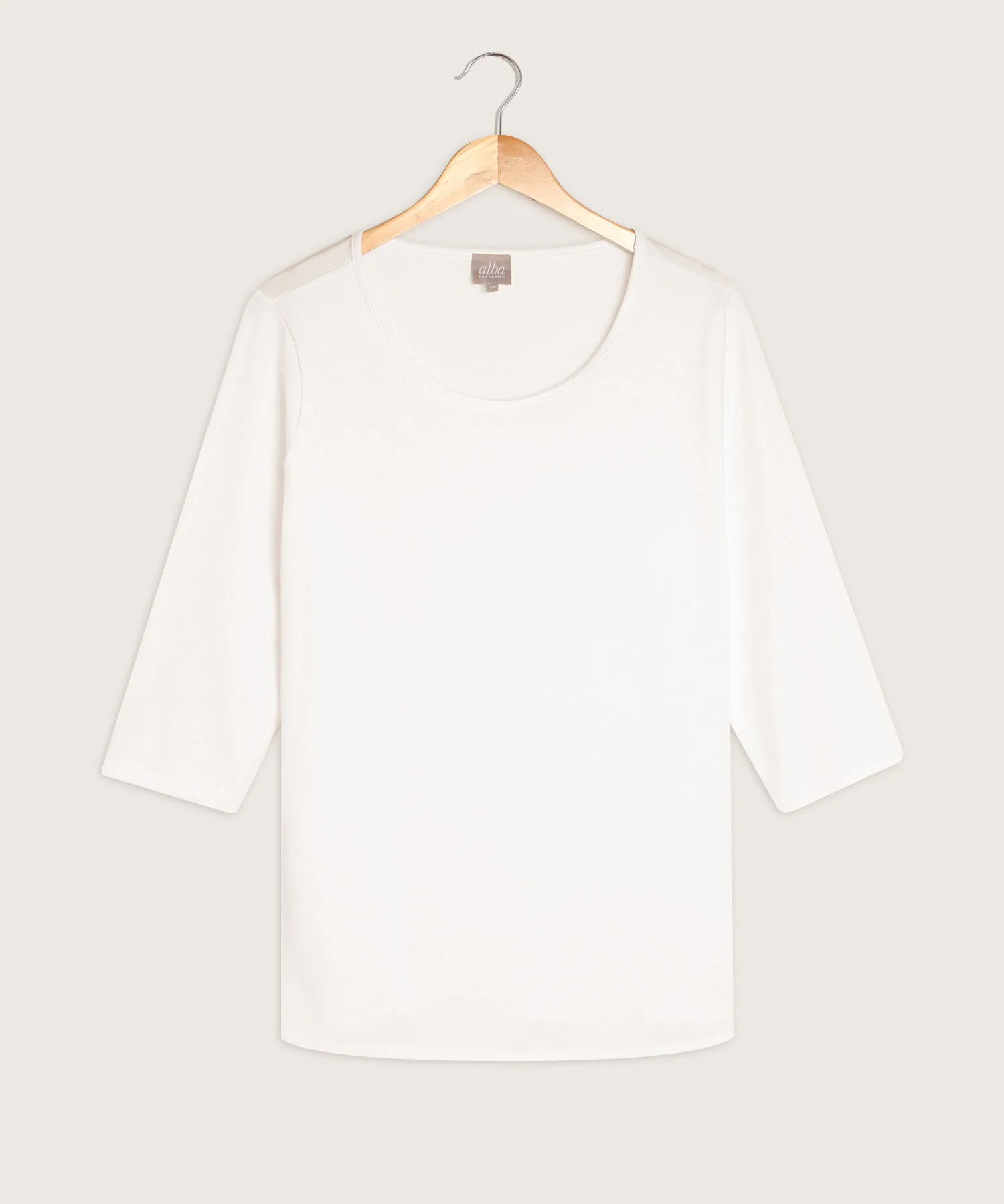 CAMISETA UNICOLOR CUELLO REDONDO Y MANGA 3/4