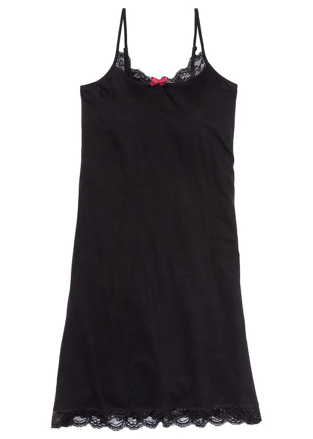 Camisón de tirantes finos Negro