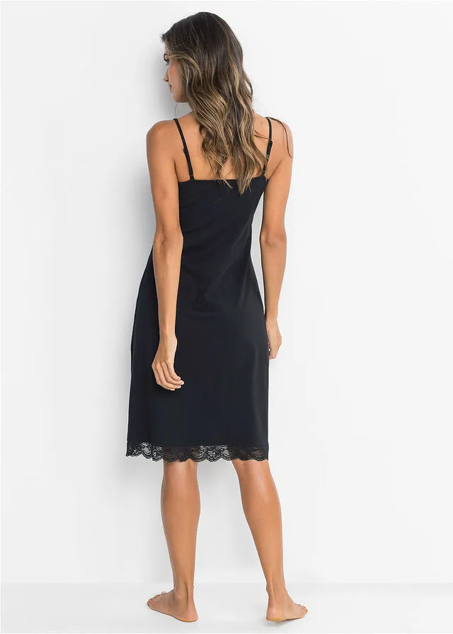 Camisón de tirantes finos Negro