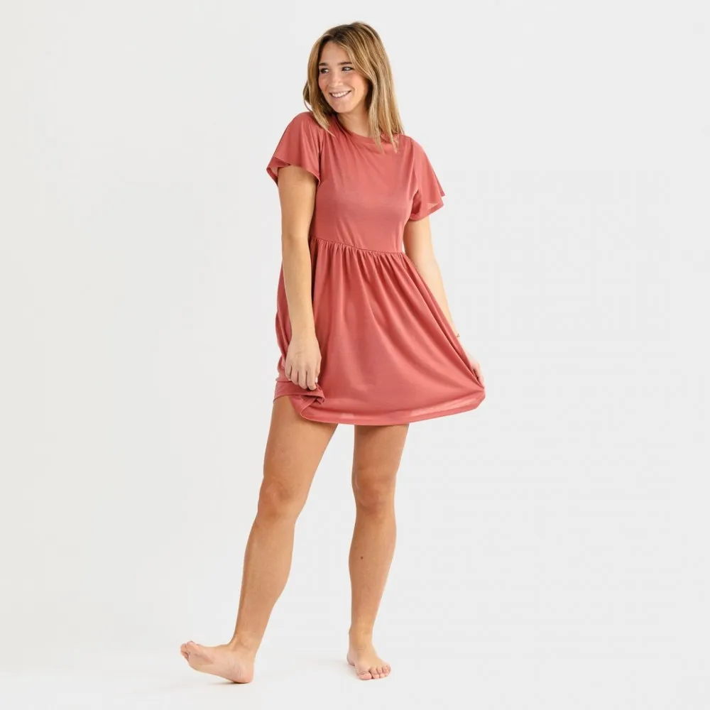 Camisón manga corta marsala