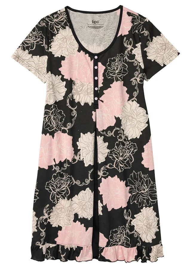 Camisón Negro con flores