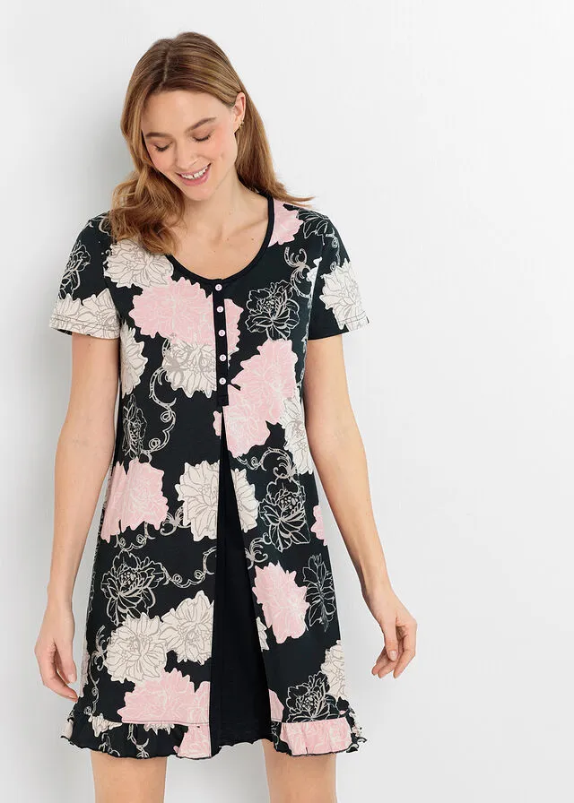 Camisón Negro con flores