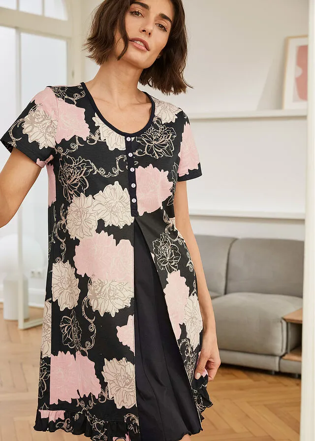 Camisón Negro con flores