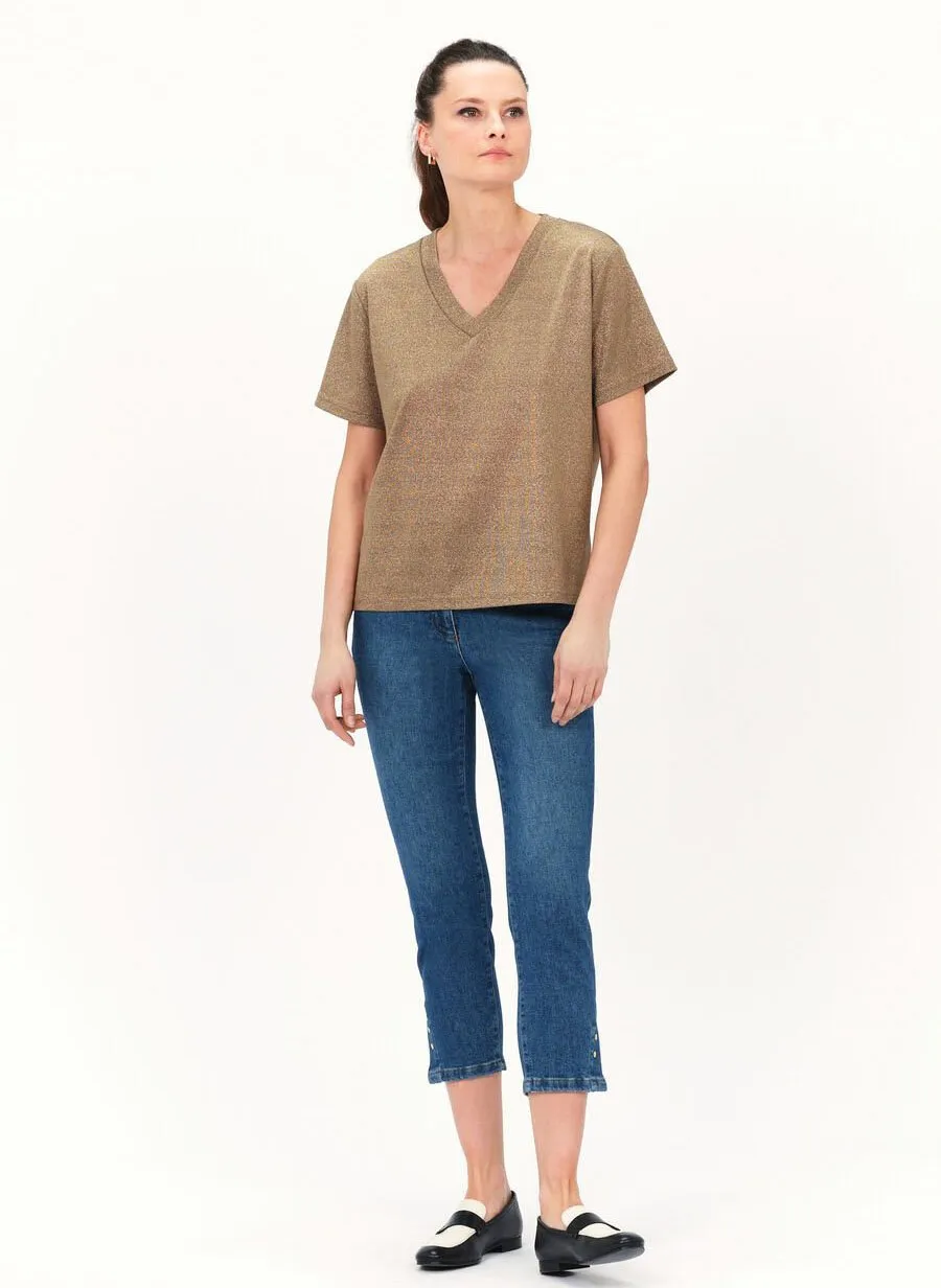 CAROLL TFOIL  CAMISETA METALIZADA DE MANGA CORTA EN DORADO