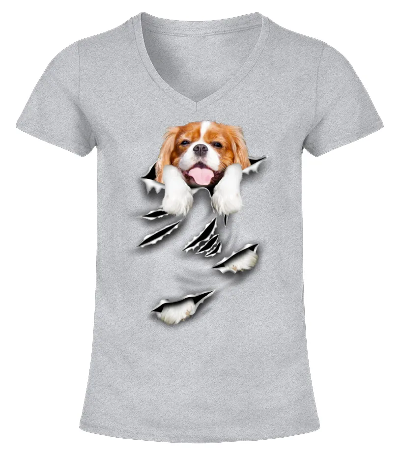 CAVALIER KING CHARLES SPANIELSCRATCH CAMISETA CUELLO PICO MUJER