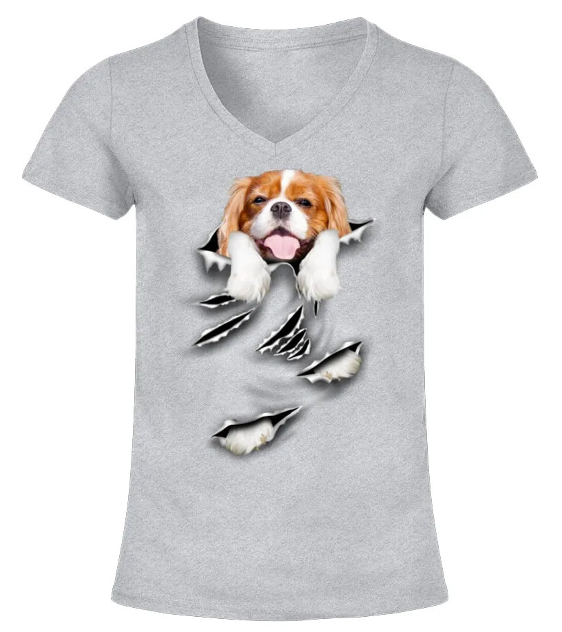 CAVALIER KING CHARLES SPANIELSCRATCH CAMISETA CUELLO PICO MUJER