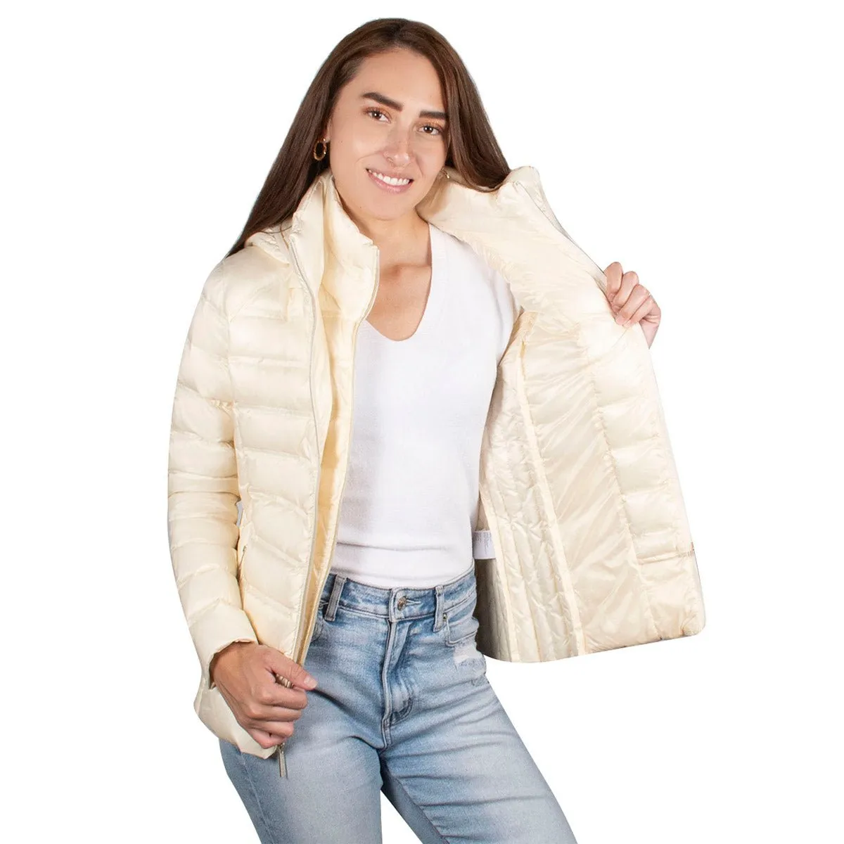 Chamarra Lifestyle Doble Cierre De Pluma Mujer