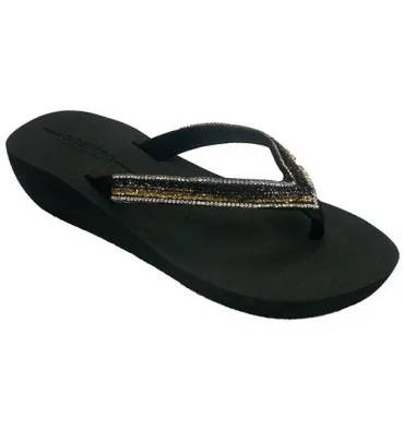CHANCLAS DEDO PLAYA PISICINA MUJER CON BRILLANTES GIOSEPPON EN NEGRO