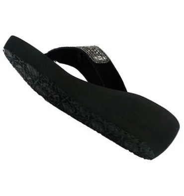 Chanclas mujer meter dedo cuña alta pedrería Gioseppo en negro