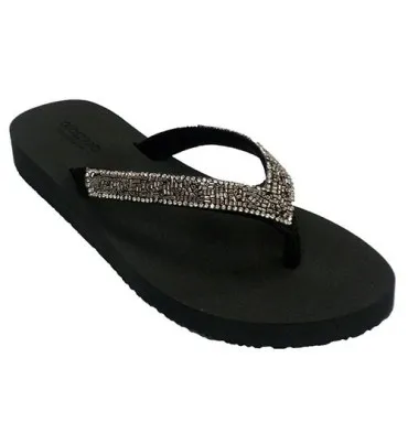 Chanclas mujer playa piscina del dedo abalorios y brillantitos Gioseppo en negro