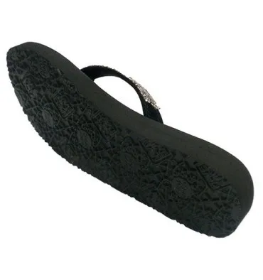 Chanclas mujer playa piscina del dedo abalorios y brillantitos Gioseppo en negro