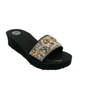 Chanclas mujer playa piscina pala de pedreria Gioseppo en negro