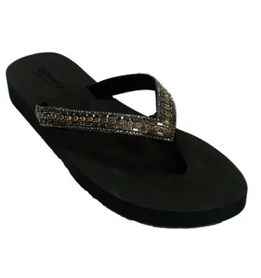 Chanclas playa pisicina mujer del dedo planas pedrería Gioseppo en negro