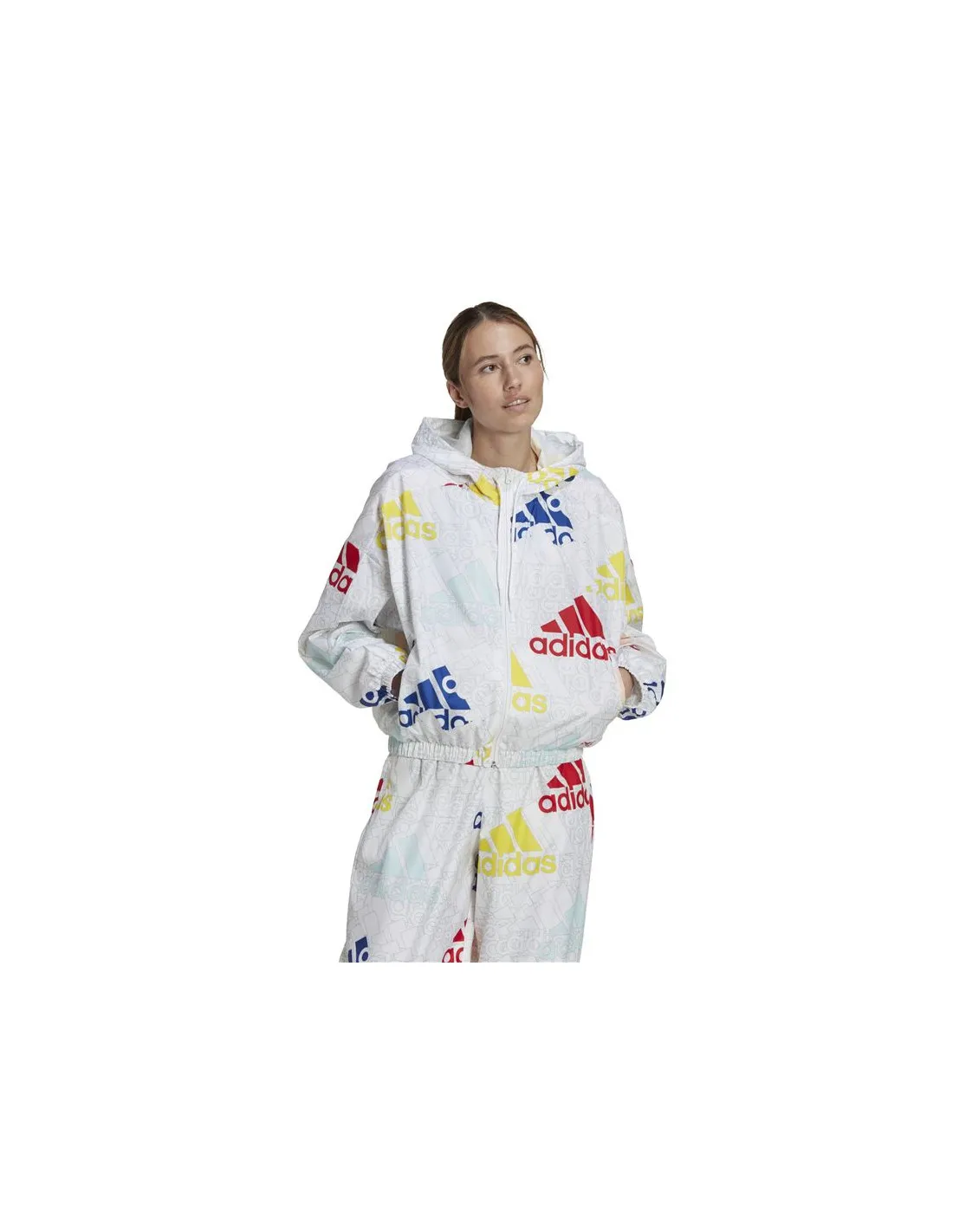 CHAQUETA ADIDAS ESSENTIALS MULTICOLORED LOGO LOOSE FIT BLANCO MUJER
