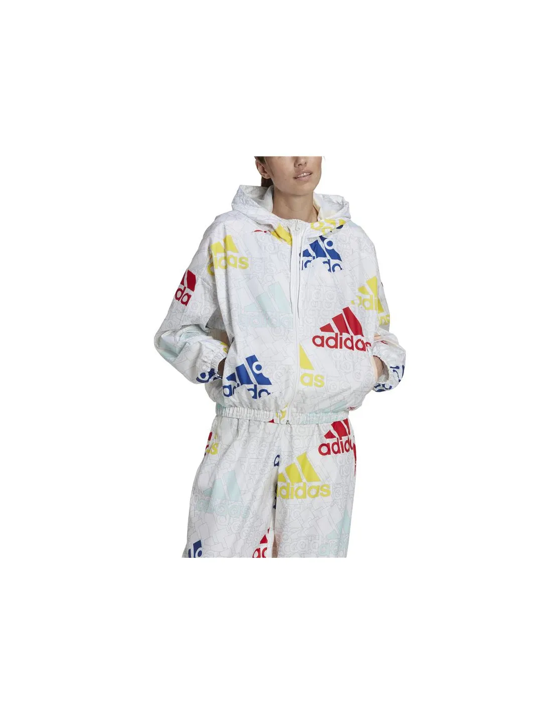 CHAQUETA ADIDAS ESSENTIALS MULTICOLORED LOGO LOOSE FIT BLANCO MUJER