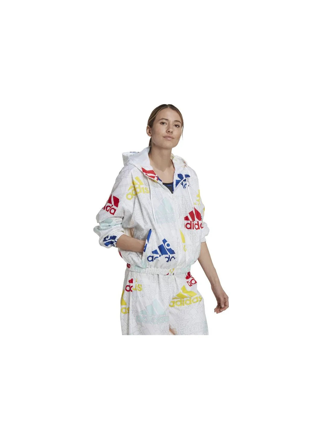 CHAQUETA ADIDAS ESSENTIALS MULTICOLORED LOGO LOOSE FIT BLANCO MUJER