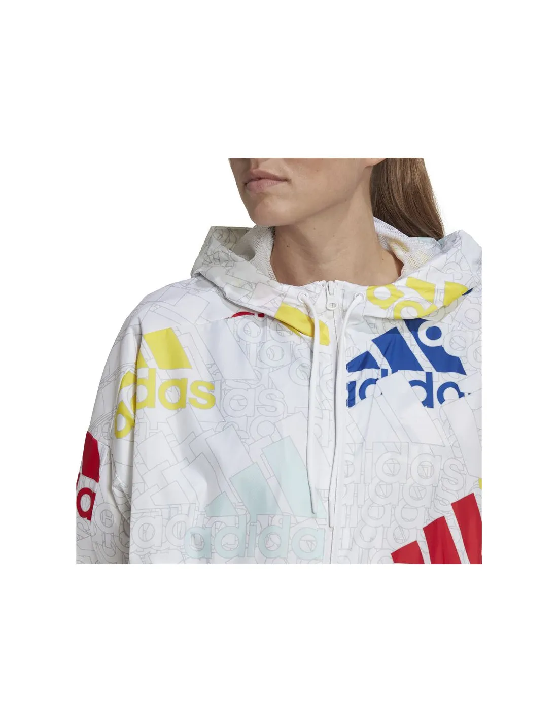 CHAQUETA ADIDAS ESSENTIALS MULTICOLORED LOGO LOOSE FIT BLANCO MUJER