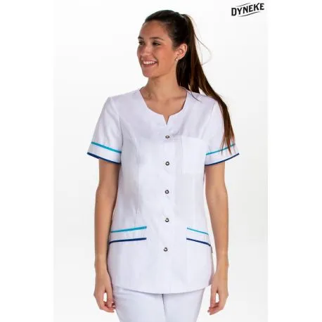 Chaqueta blanca con vivos en azul