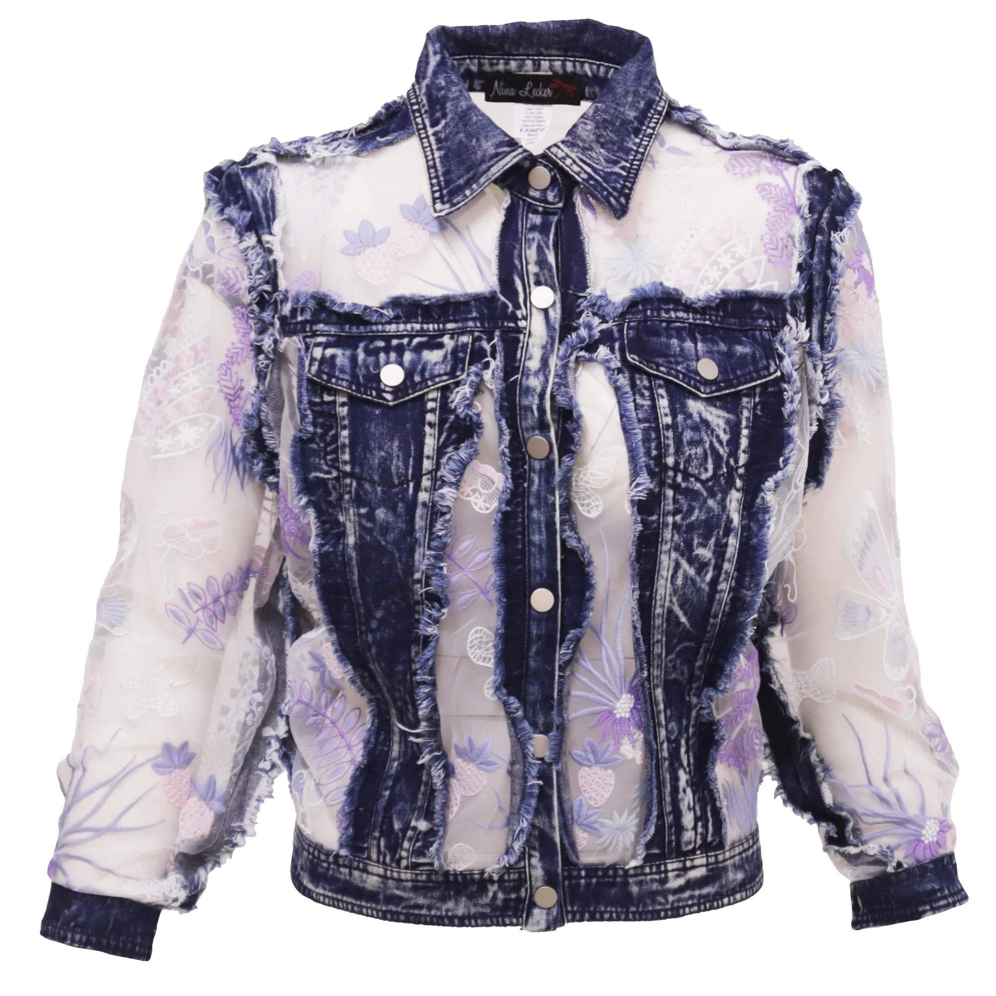 Chaqueta Casual de Mezclilla Bordada Nina Lecker 11577