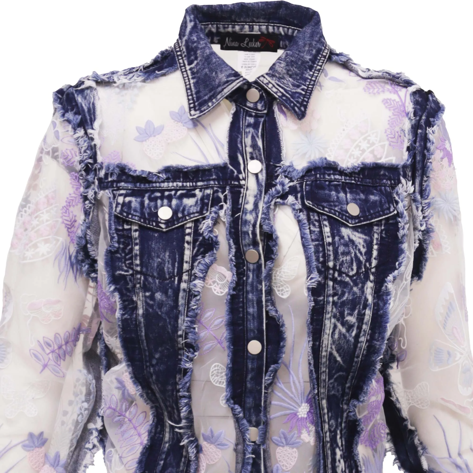 Chaqueta Casual de Mezclilla Bordada Nina Lecker 11577
