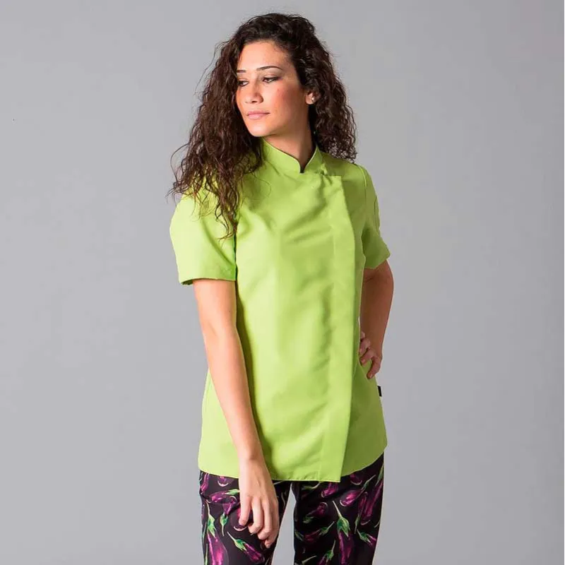 CHAQUETA COCINA MUJER PISTACHO DE MANGA CORTA PAZ  GARY'S