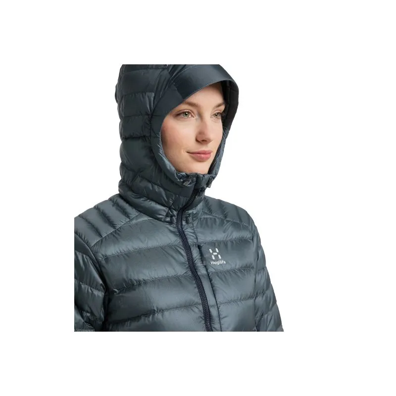 Chaqueta con capucha de plumón HAGLÖFS Roc para mujer (Azul Acero)