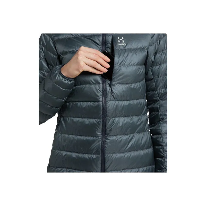 Chaqueta con capucha de plumón HAGLÖFS Roc para mujer (Azul Acero)