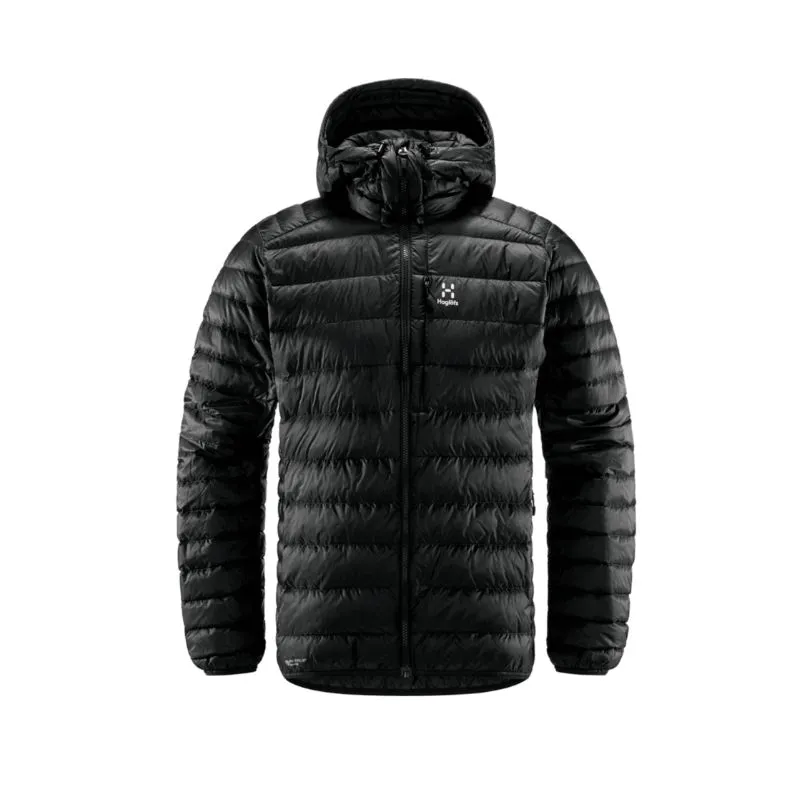 Chaqueta con capucha HAGLÖFS Roc de plumón, Hombre (Negro Verdadero)
