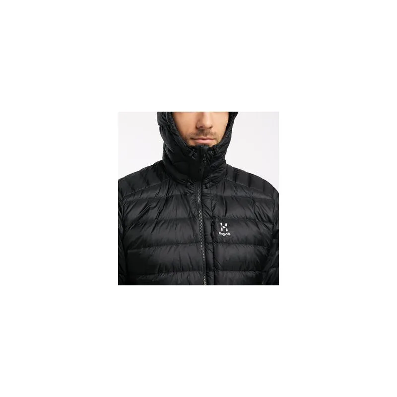 Chaqueta con capucha HAGLÖFS Roc de plumón, Hombre (Negro Verdadero)