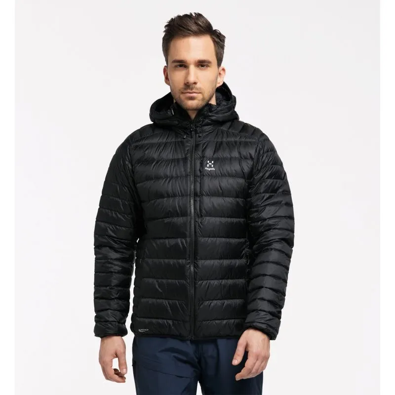 Chaqueta con capucha HAGLÖFS Roc de plumón, Hombre (Negro Verdadero)