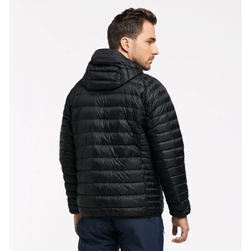 Chaqueta con capucha HAGLÖFS Roc de plumón, Hombre (Negro Verdadero)