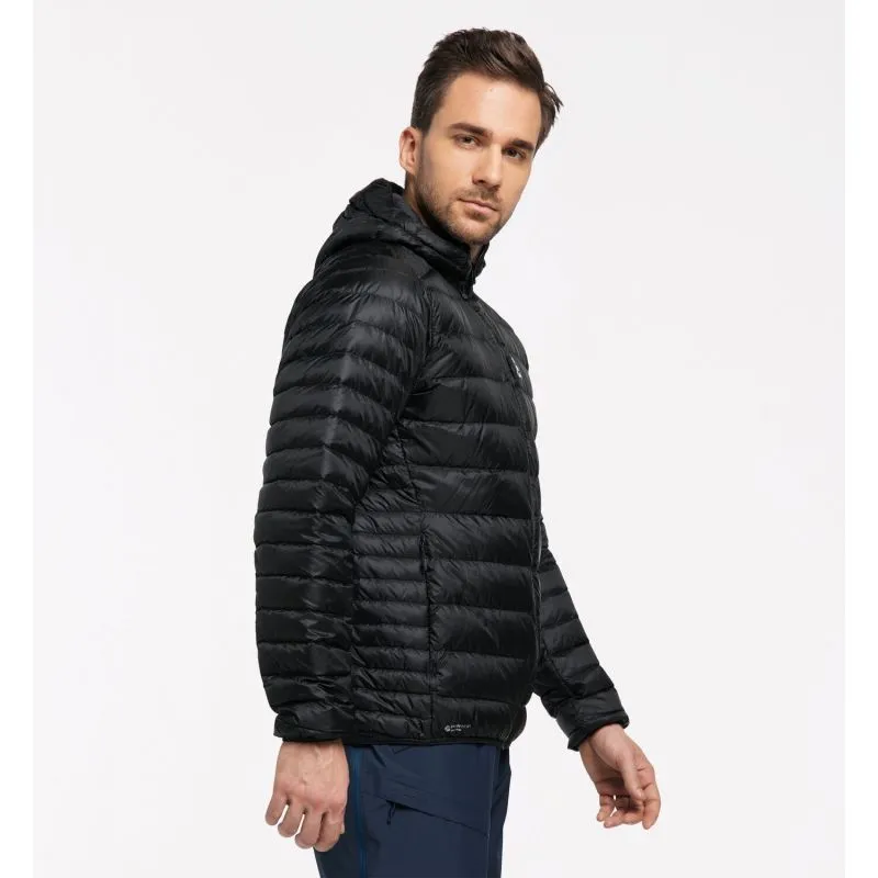 Chaqueta con capucha HAGLÖFS Roc de plumón, Hombre (Negro Verdadero)