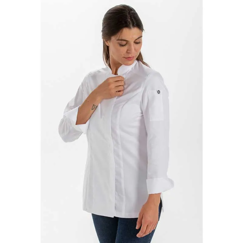 CHAQUETA DE COCINERA DE MICROFIBRA BLANCA  DYNEKE