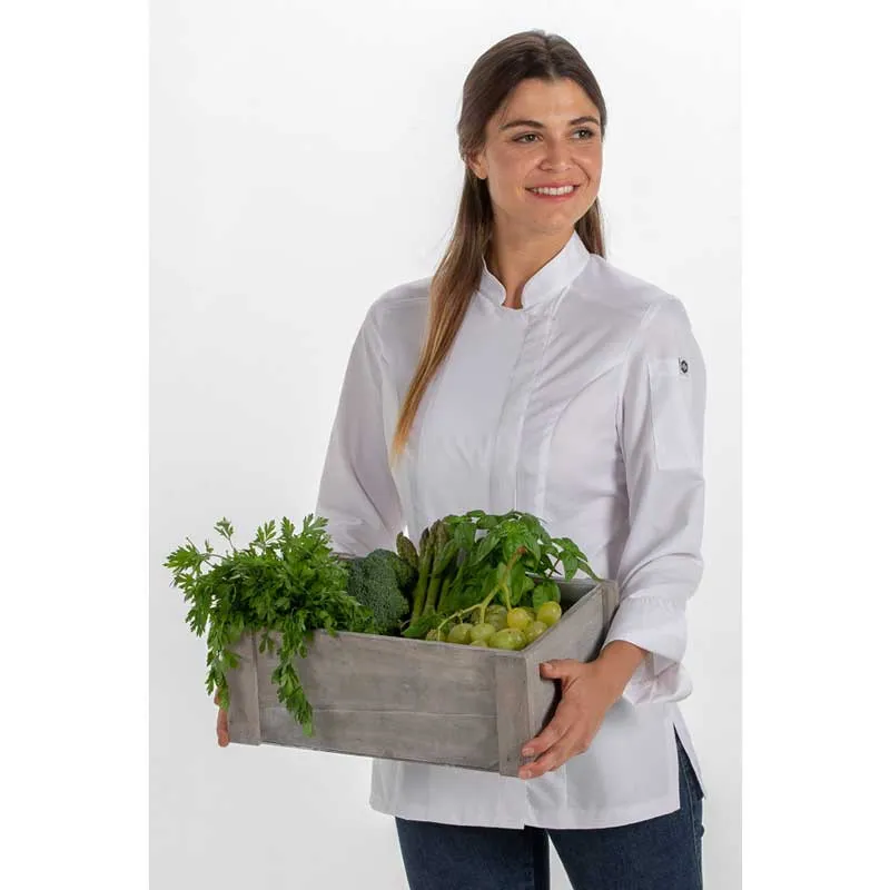 CHAQUETA DE COCINERA DE MICROFIBRA BLANCA  DYNEKE
