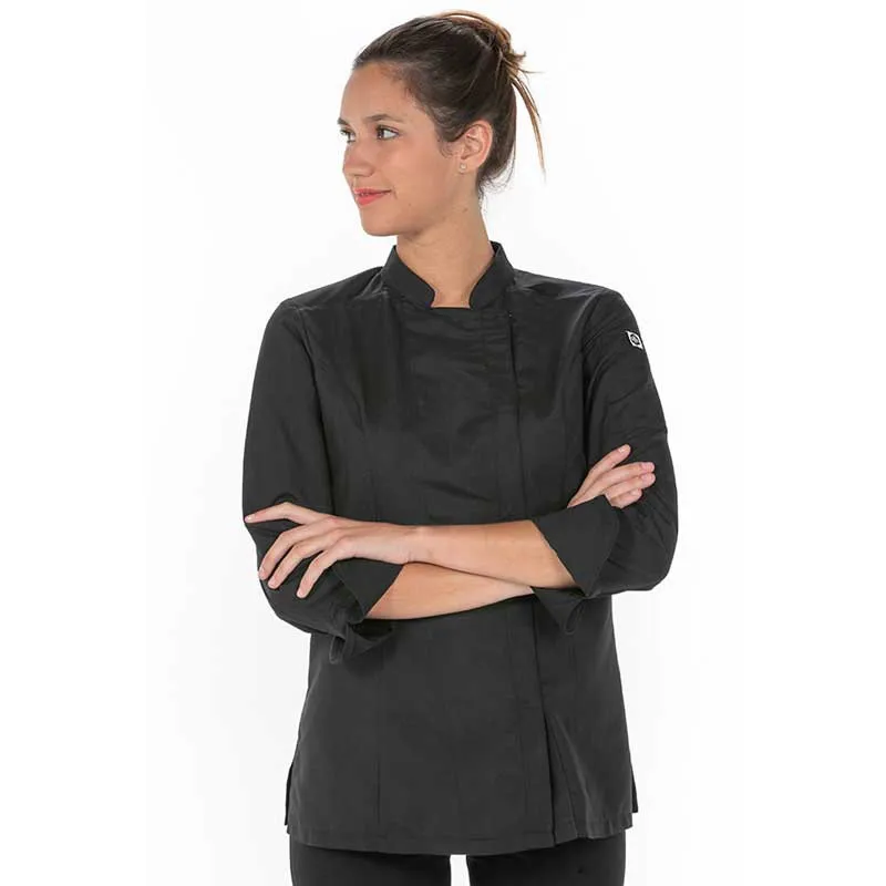 CHAQUETA DE COCINERA DE MICROFIBRA NEGRA  DYNEKE
