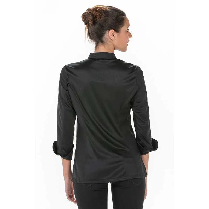 CHAQUETA DE COCINERA DE MICROFIBRA NEGRA  DYNEKE