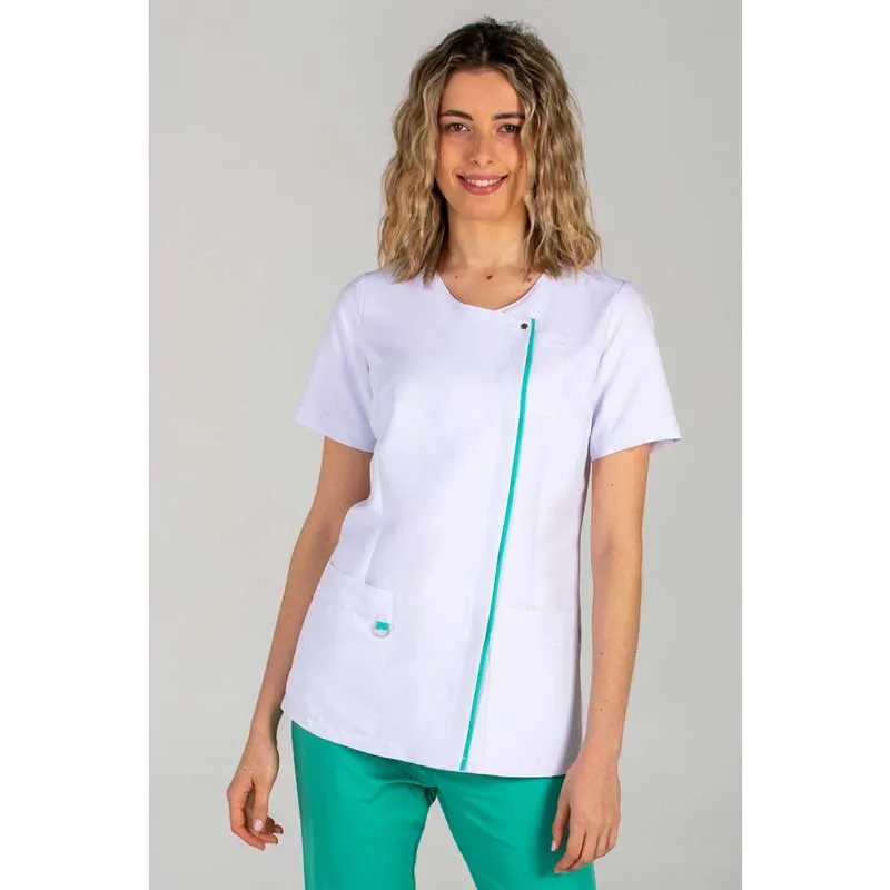 CHAQUETA DE MICROFIBRA BLANCA CON TAPETA VERDE  DYNEKE