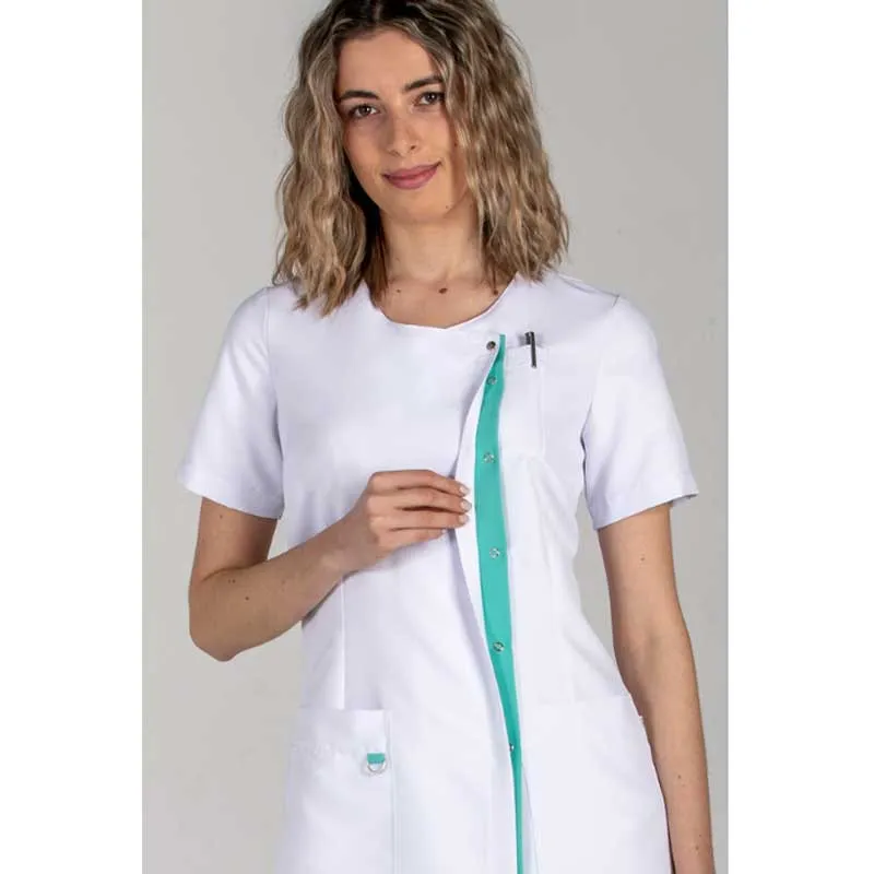 CHAQUETA DE MICROFIBRA BLANCA CON TAPETA VERDE  DYNEKE