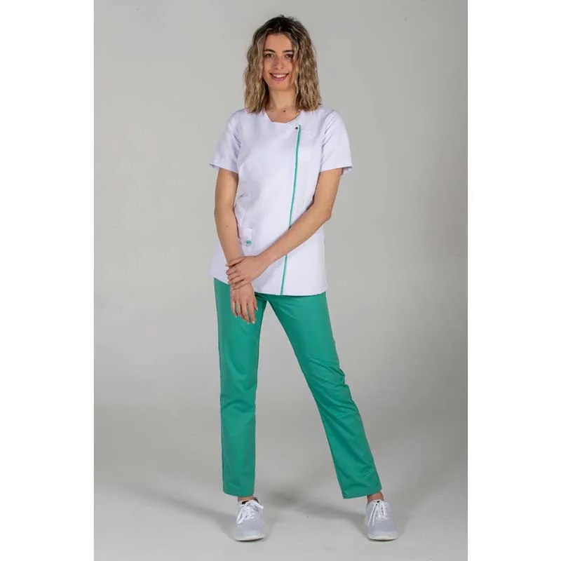 CHAQUETA DE MICROFIBRA BLANCA CON TAPETA VERDE  DYNEKE