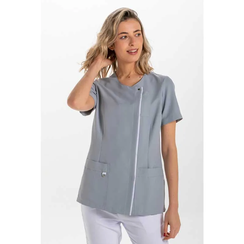 CHAQUETA DE MICROFIBRA GRIS CON TAPETA BLANCA  DYNEKE
