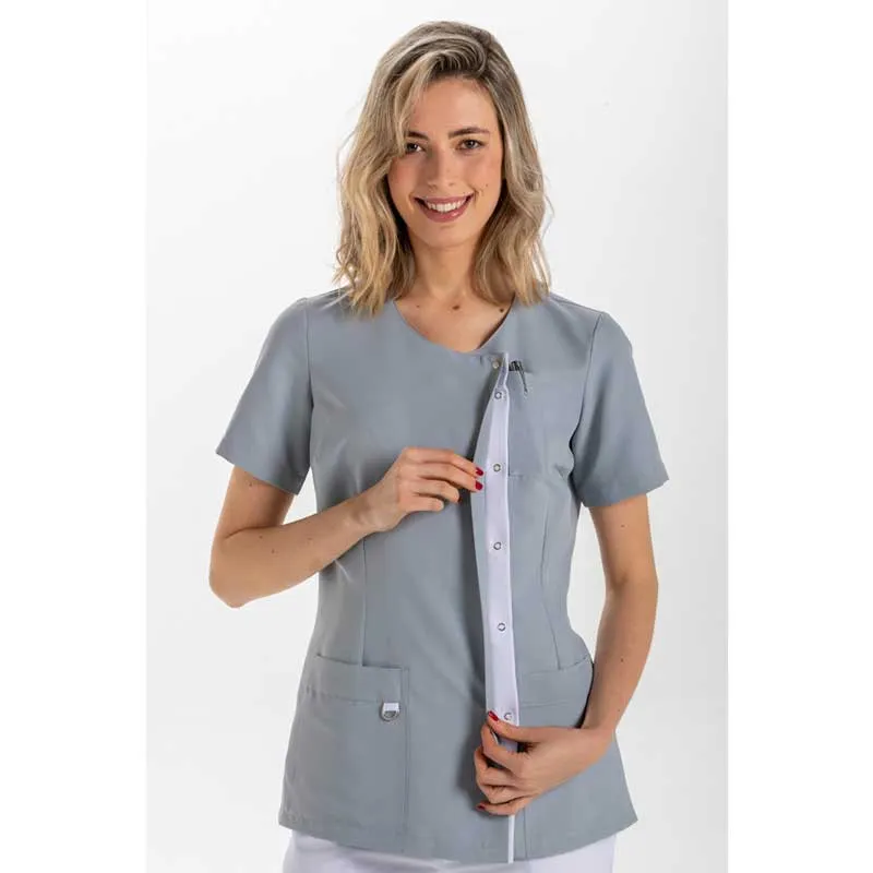 CHAQUETA DE MICROFIBRA GRIS CON TAPETA BLANCA  DYNEKE