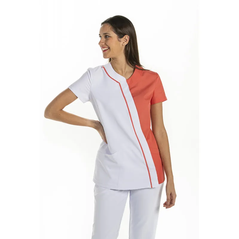 CHAQUETA DE MUJER ASIMéTRICA MICROFIBRA ROJO CORAL  DYNEKE