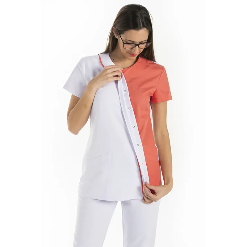 CHAQUETA DE MUJER ASIMéTRICA MICROFIBRA ROJO CORAL  DYNEKE