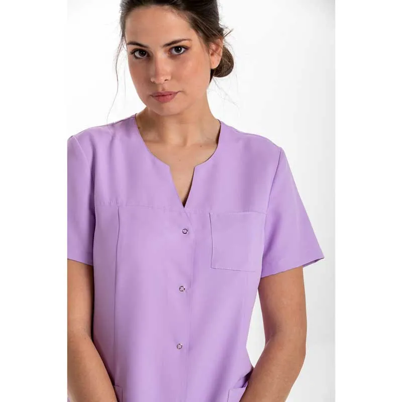 CHAQUETA ENTALLADA CON CORCHETES LILA CUELLO LLAVE  DYNEKE