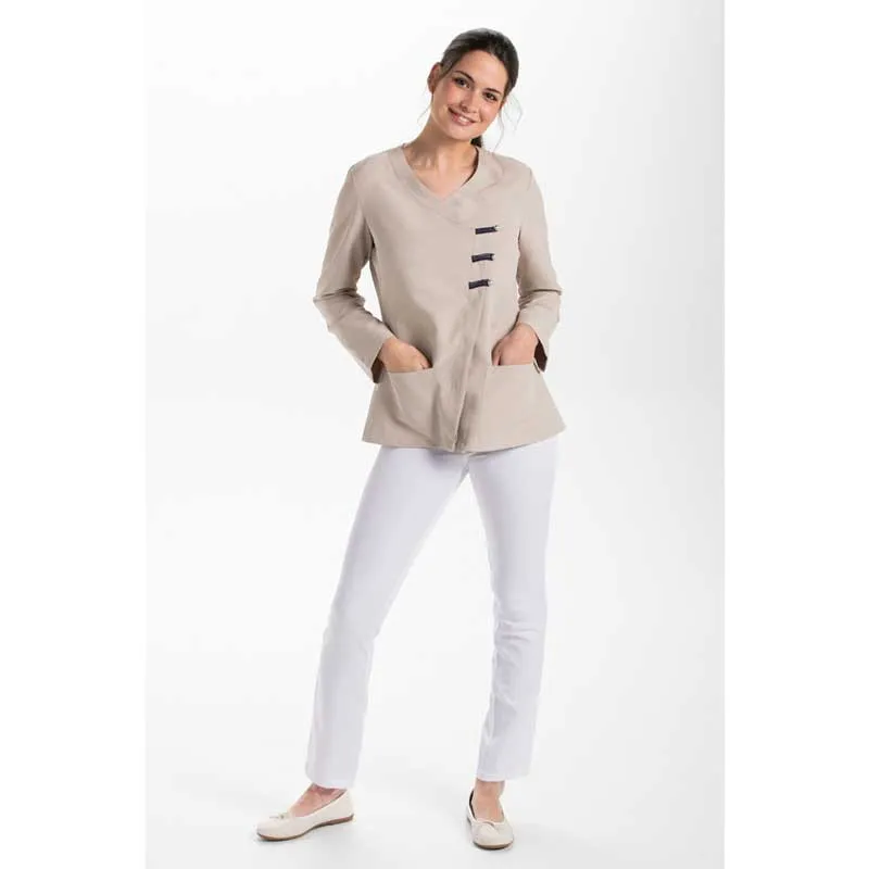 CHAQUETA LABORAL BEIGE CON PRESILLAS DE MANGA LARGA  DYNEKE