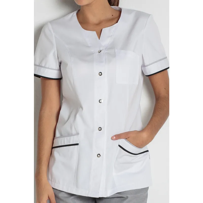 CHAQUETA LABORAL BLANCA CON VIVOS NEGRO  DYNEKE