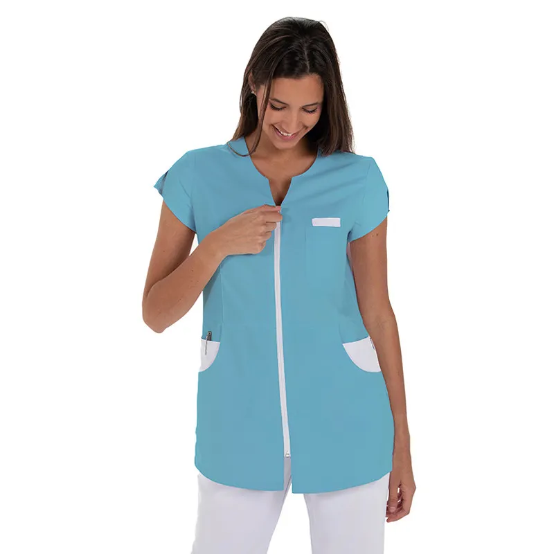CHAQUETA LABORAL DE MICROFIBRA DE MANGA CORTA AZUL  DYNEKE