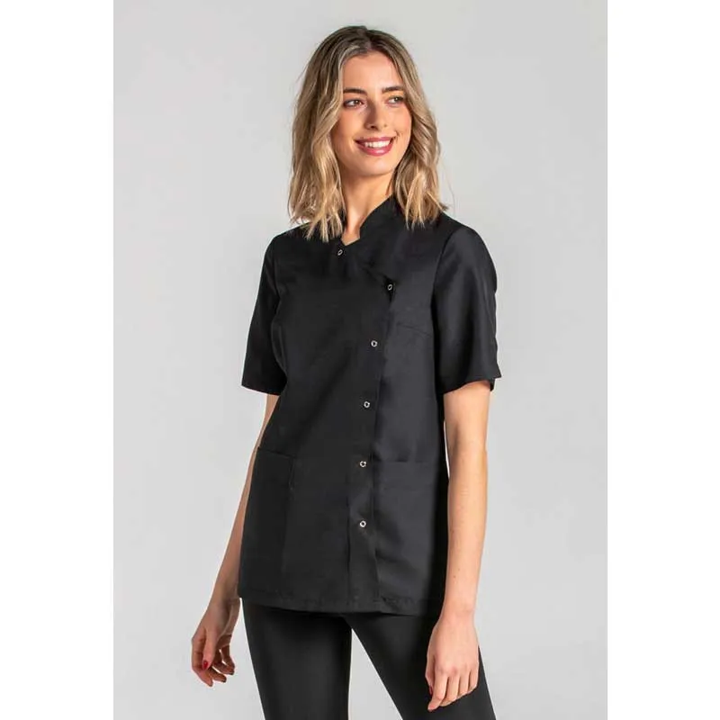 CHAQUETA MANGA CORTA CRUZADA DE MICROFIBRA NEGRA  DYNEKE