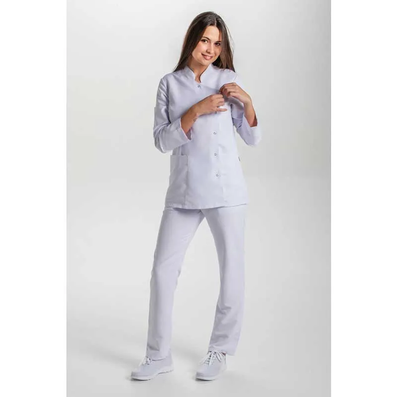 CHAQUETA MANGA LARGA CRUZADA DE MICROFIBRA BLANCA  DYNEKE