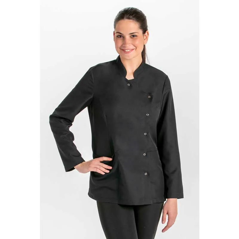 CHAQUETA MANGA LARGA CRUZADA DE MICROFIBRA NEGRA  DYNEKE